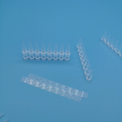 Transparente 0,2-ml-PCR-Röhrchen, 8 Röhrchenstreifen, Molekularbiologie-Reaktionsstreifenröhrchen