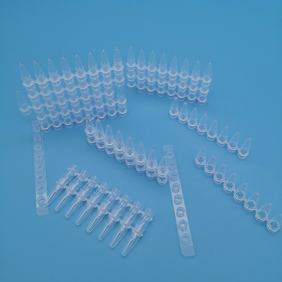 Transparente 0,2-ml-PCR-Röhrchen, 8 Röhrchenstreifen, Molekularbiologie-Reaktionsstreifenröhrchen